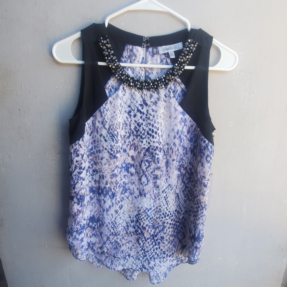 NWT Jennifer Lopez Beaded Sleeveless Blouse